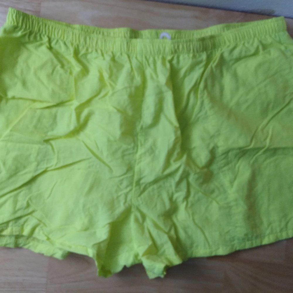 Vintage Sun Blocks Neon Yellow Wind Shorts Beach Swimming